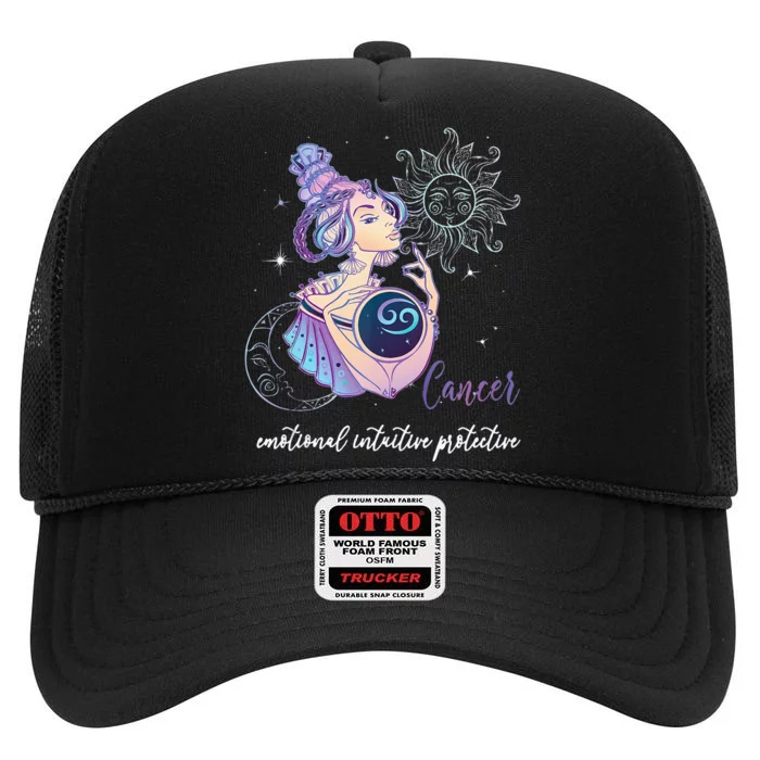 Cancer Zodiac Sign Woman Cancer Horoscope Astrology High Crown Mesh Trucker Hat