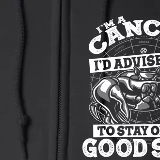 Cancer Zodiac Sign Crab Good Side Advice Funny Astrological Full Zip Hoodie