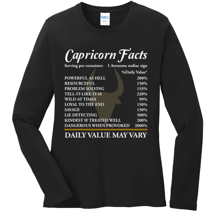 Capricorn Zodiac Sign Horoscope Star Facts Definition Humor Ladies Long Sleeve Shirt