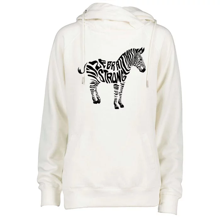 Cute Zebra Strong Ehlers Danlos Syndrome Awareness Gift Womens Funnel Neck Pullover Hood