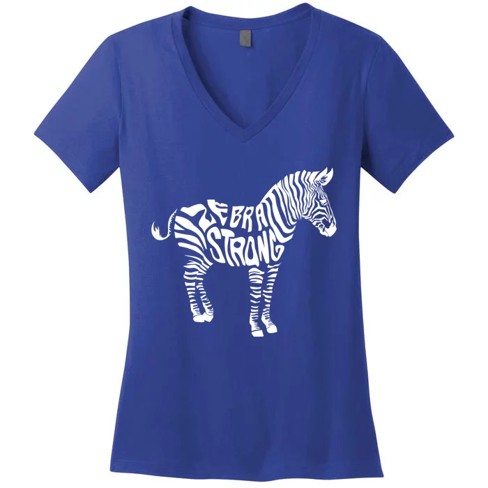 Cute Zebra Strong Ehlers Danlos Syndrome Awareness Gift Women's V-Neck T-Shirt