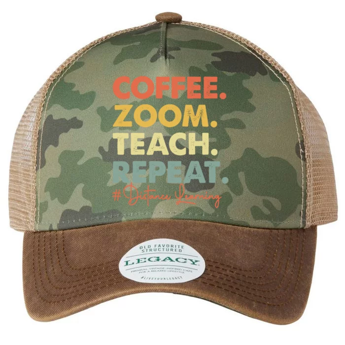 Coffee Zoom Teach Repeat Virtual Teacher Distance Learning Cute Gift Legacy Tie Dye Trucker Hat