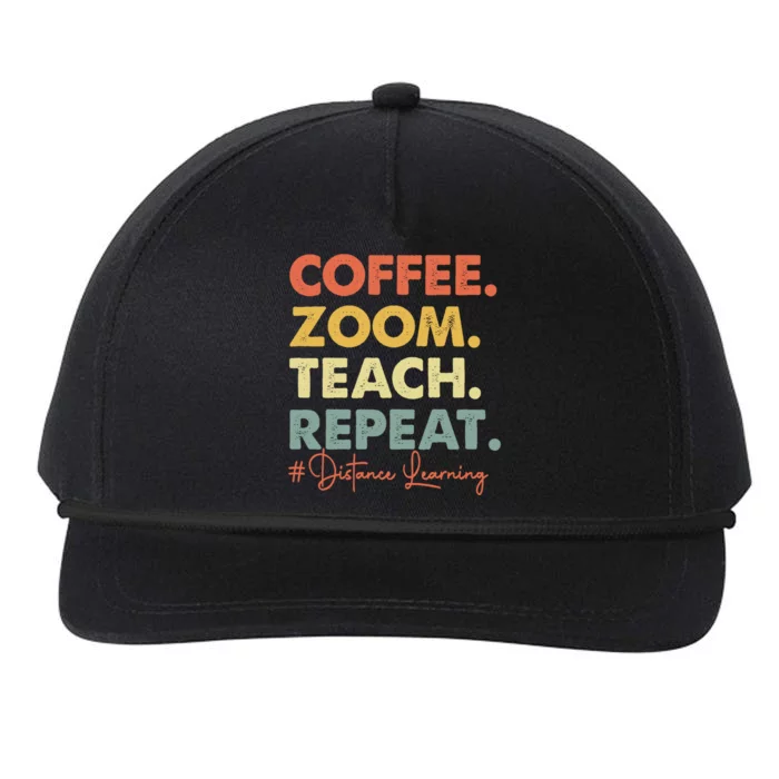 Coffee Zoom Teach Repeat Virtual Teacher Distance Learning Cute Gift Snapback Five-Panel Rope Hat