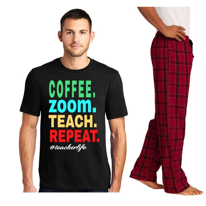 Coffee Zoom Teach Repeat Virtual Teacher Life Cute Gift Pajama Set