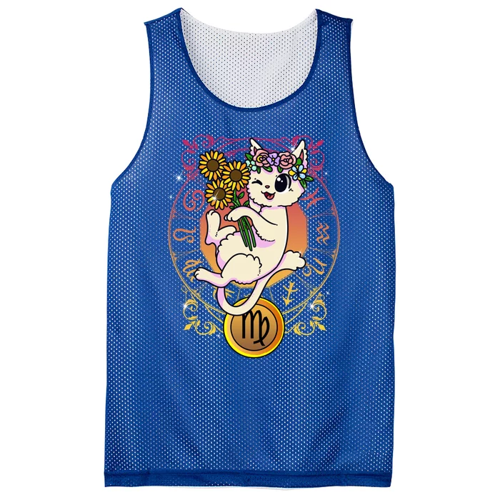 Cat Zodiac Virgo Horoscope Astrology Funny Gift Mesh Reversible Basketball Jersey Tank