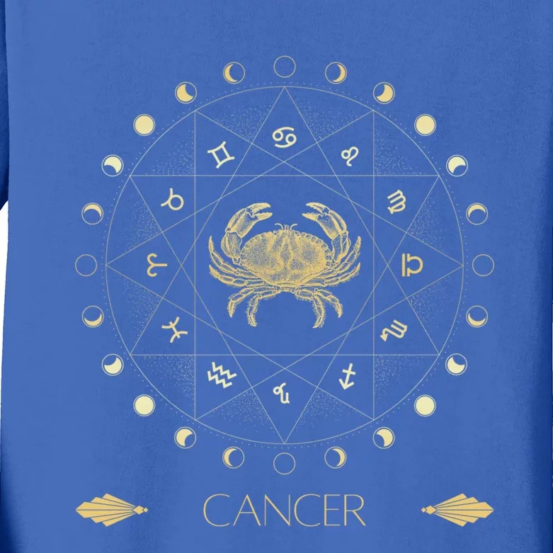 Cancer Zodiac Wheel Cool Gift Kids Long Sleeve Shirt