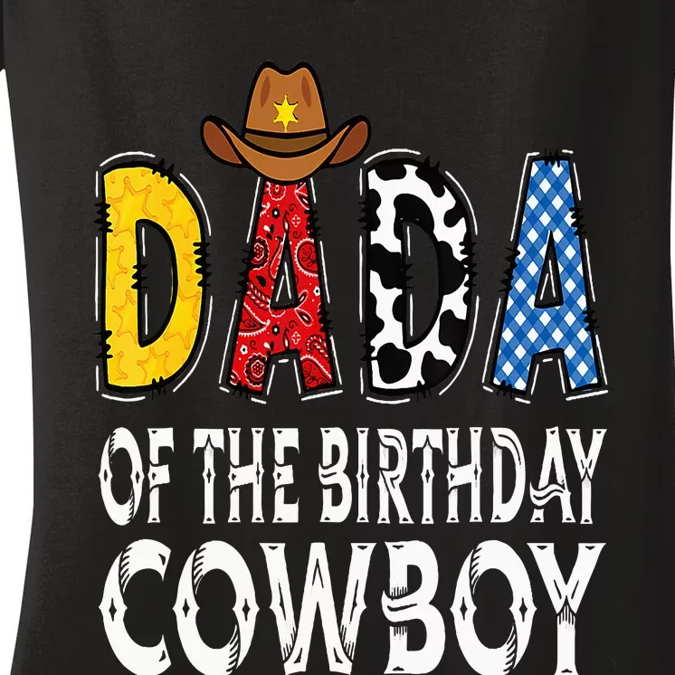 Dada 1st Birthday Cowboy Western Dada Birthday Boy Women's V-Neck T-Shirt