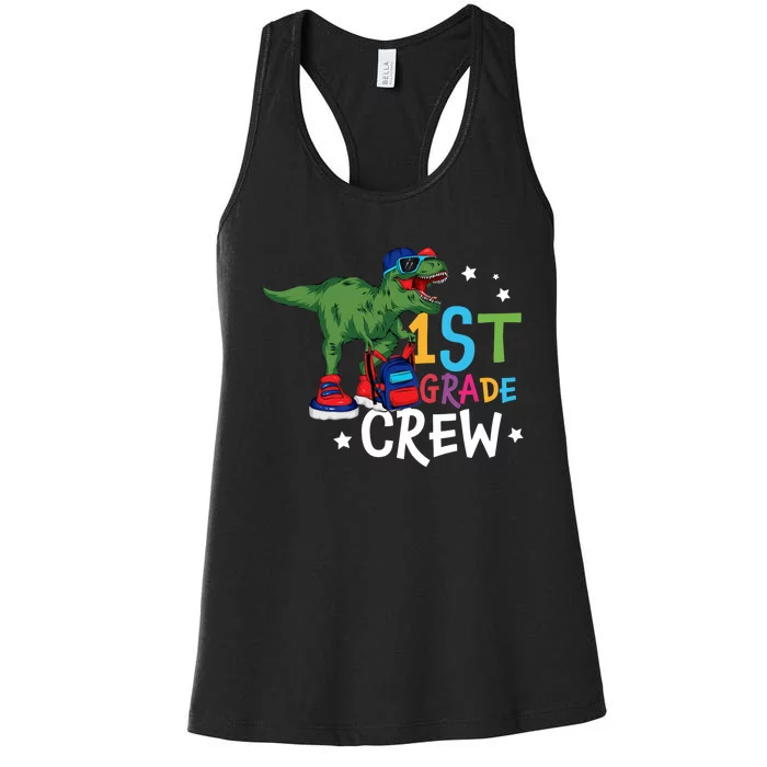 Dinosaur 1st Grade Crew Team 1st Grade Back To School First Day Of School Women's Racerback Tank