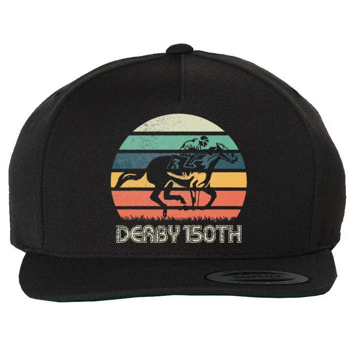 Derby 150th Running Horse Racing Wool Snapback Cap