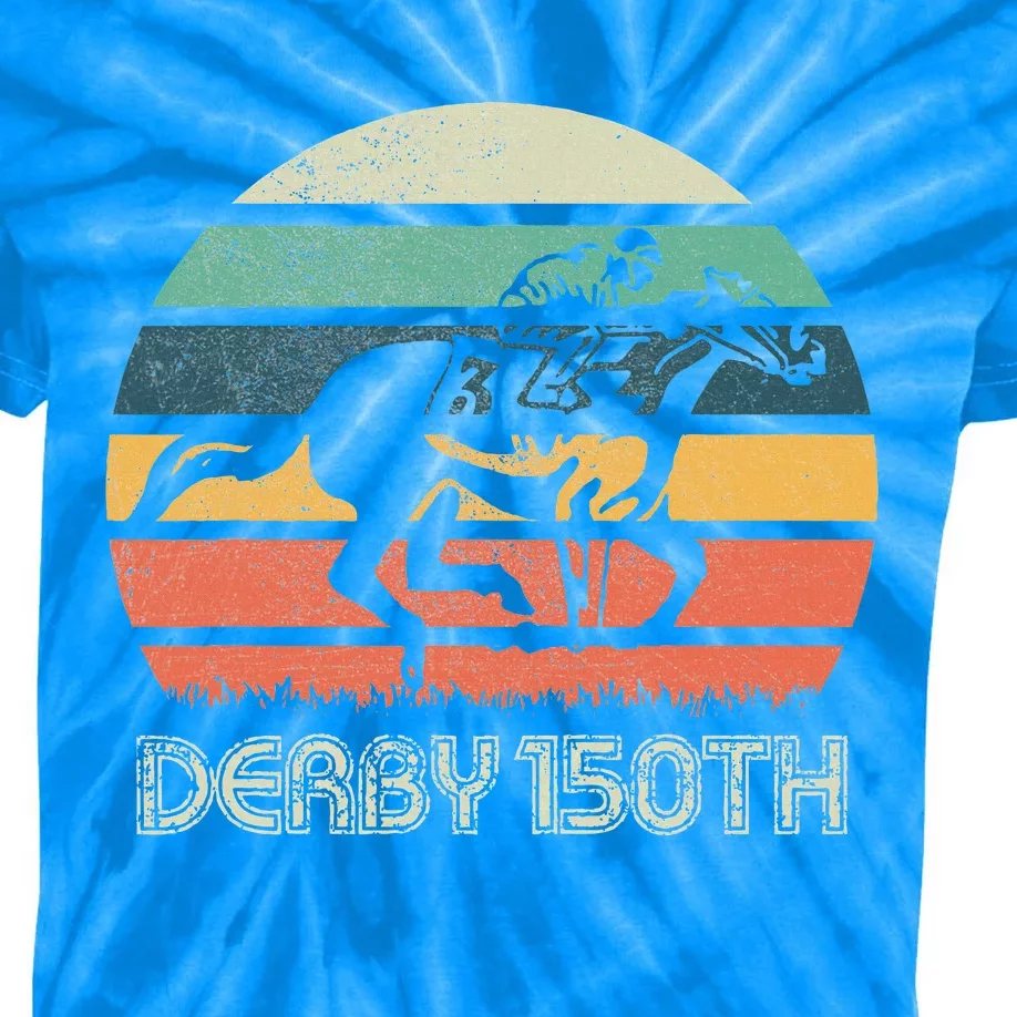 Derby 150th Running Horse Racing Kids Tie-Dye T-Shirt