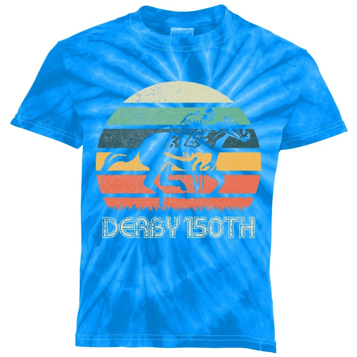 Derby 150th Running Horse Racing Kids Tie-Dye T-Shirt