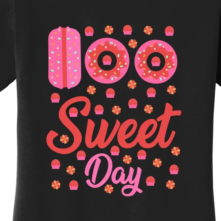 Donuts 100 Sweet Days Happy 100th Day Of School Teacher Women's T-Shirt