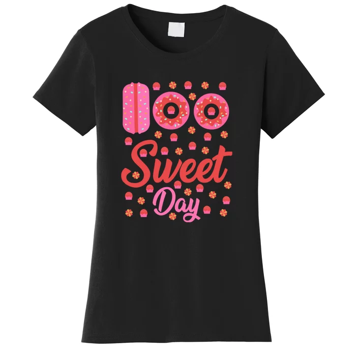 Donuts 100 Sweet Days Happy 100th Day Of School Teacher Women's T-Shirt