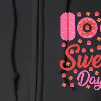 Donuts 100 Sweet Days Happy 100th Day Of School Teacher Full Zip Hoodie