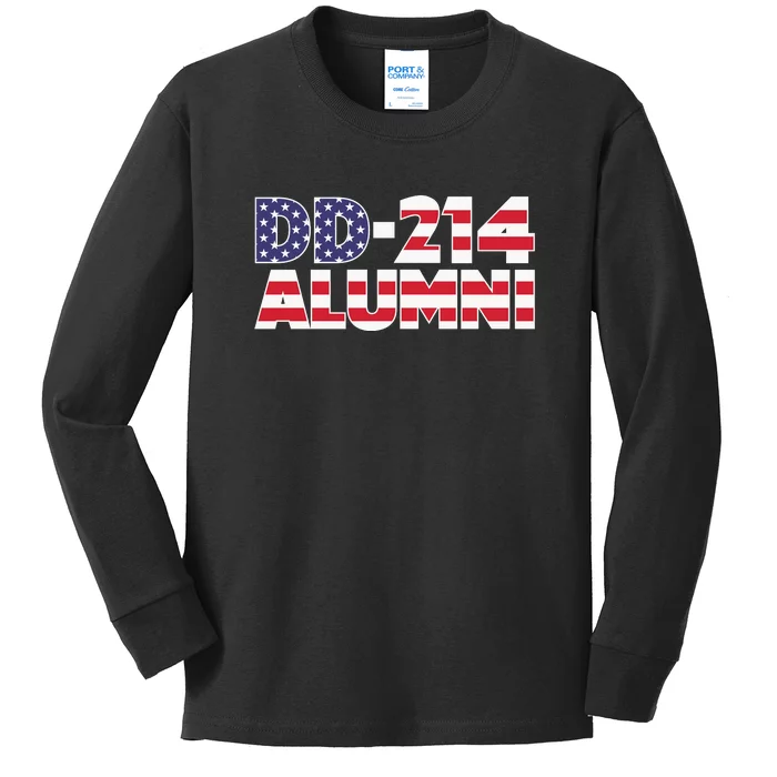 DD 214 Alumni US Flag Kids Long Sleeve Shirt