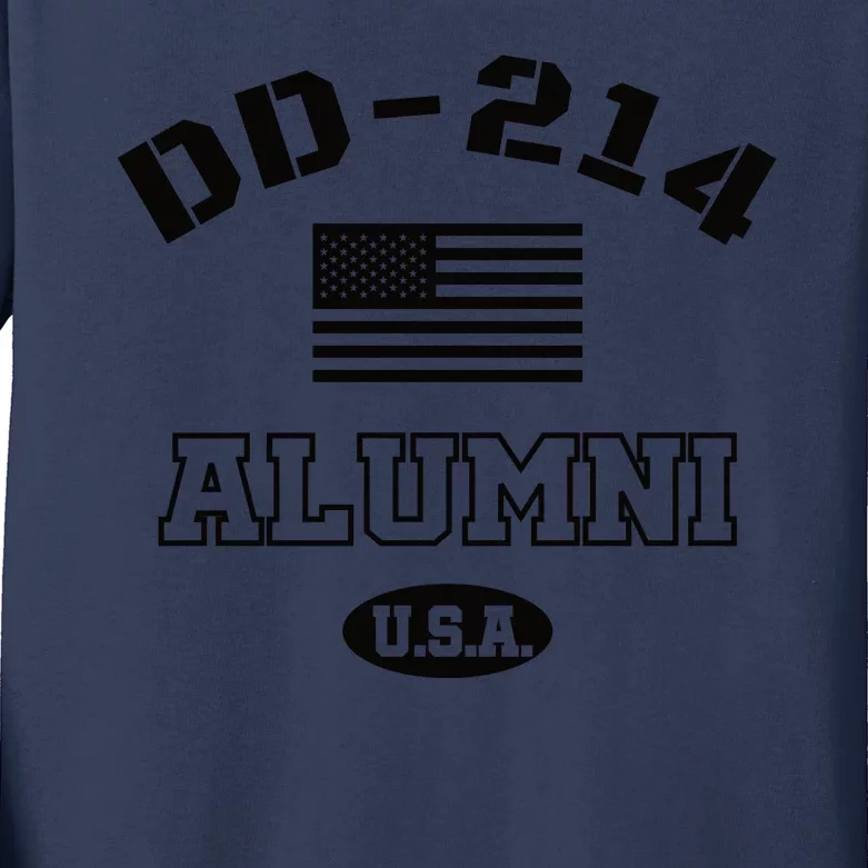 DD 214 Alumni American Flag Kids Long Sleeve Shirt