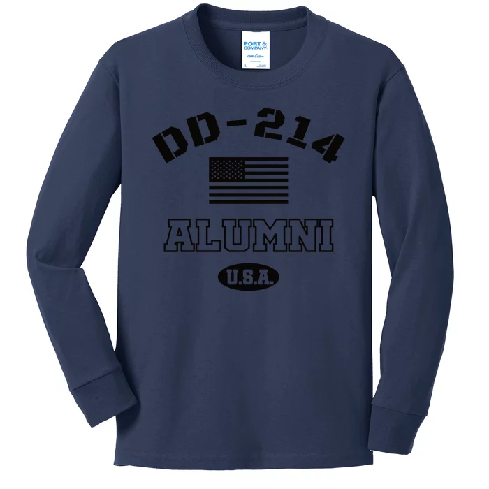 DD 214 Alumni American Flag Kids Long Sleeve Shirt