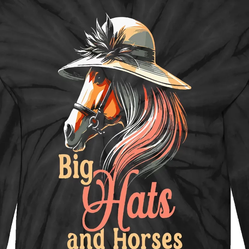 Derby 2024 Big Hat Derby Day Horse Silks And Hats & Dress Tie-Dye Long Sleeve Shirt