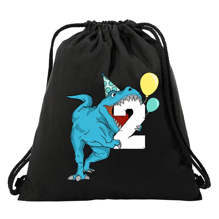 Dinosaur 2nd Birthday Boy T-Rex 2 Two Year Old Drawstring Bag