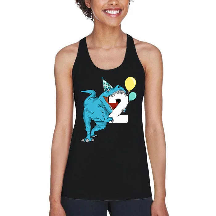 Dinosaur 2nd Birthday Boy T-Rex 2 Two Year Old Women's Racerback Tank