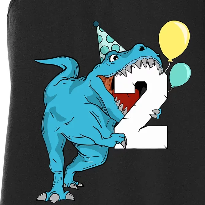 Dinosaur 2nd Birthday Boy T-Rex 2 Two Year Old Women's Racerback Tank