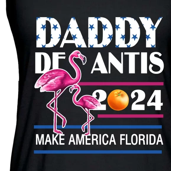 Daddy 2024 Desantis Make America Florida Flamingo And Orange Ladies Essential Flowy Tank