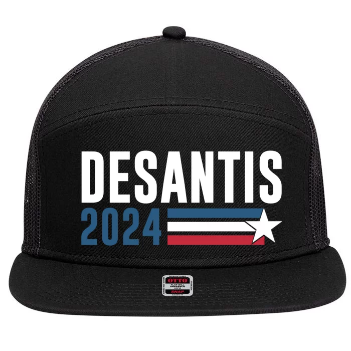 Desantis 2024 For President Vintage Distressed Desantis 2024 7 Panel Mesh Trucker Snapback Hat