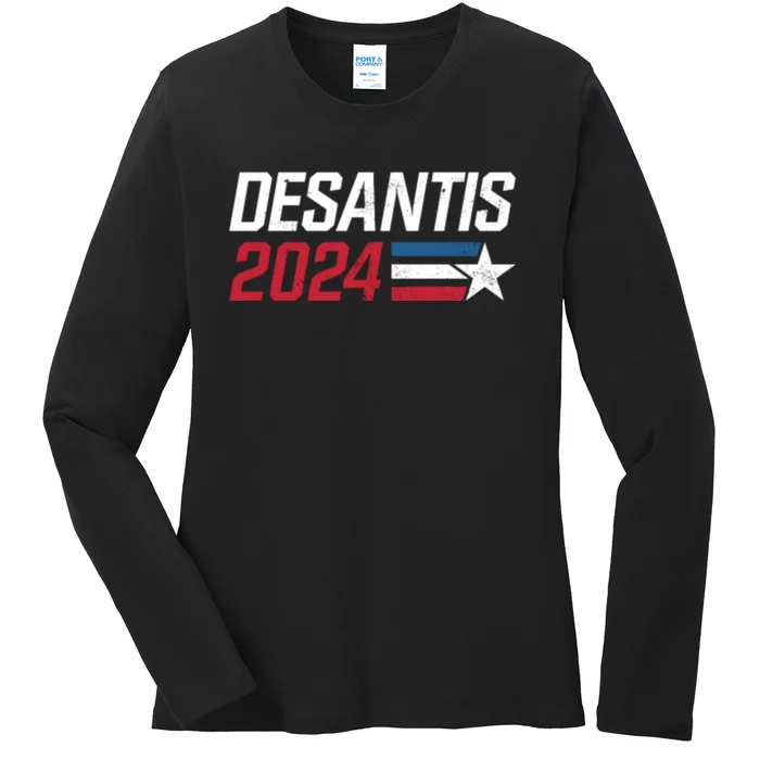 Desantis 2024 For President Ron Desantis Governor Make America Florida Ladies Long Sleeve Shirt