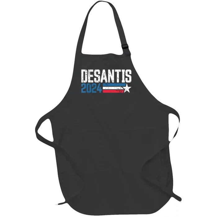 Desantis 2024 For President Vintage Distressed Desantis 2024 Full-Length Apron With Pocket