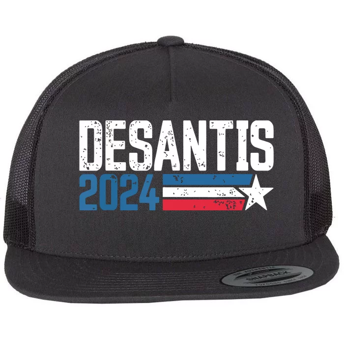 Desantis 2024 For President Vintage Distressed Desantis 2024 Flat Bill Trucker Hat