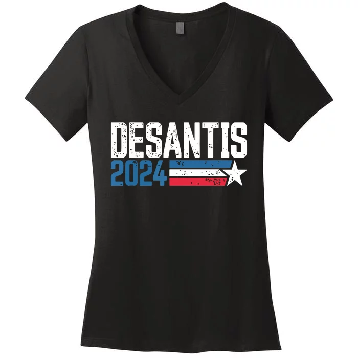 Desantis 2024 For President Vintage Distressed Desantis 2024 Women's V-Neck T-Shirt