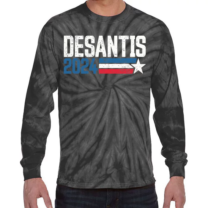 Desantis 2024 for President Vintage Distressed Desantis 2024 Tie-Dye Long Sleeve Shirt