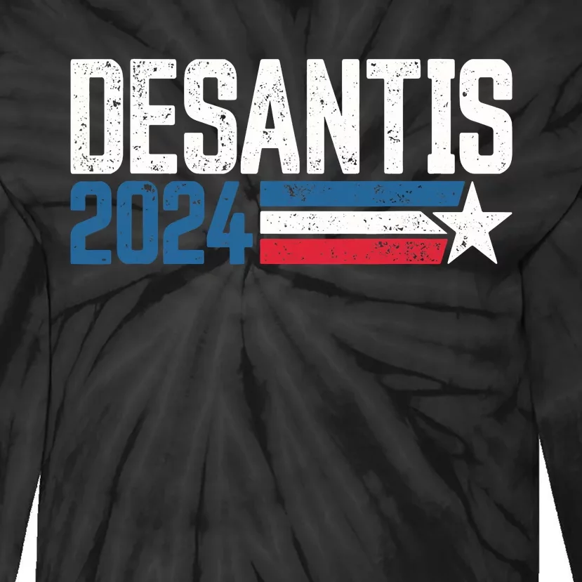 Desantis 2024 for President Vintage Distressed Desantis 2024 Tie-Dye Long Sleeve Shirt