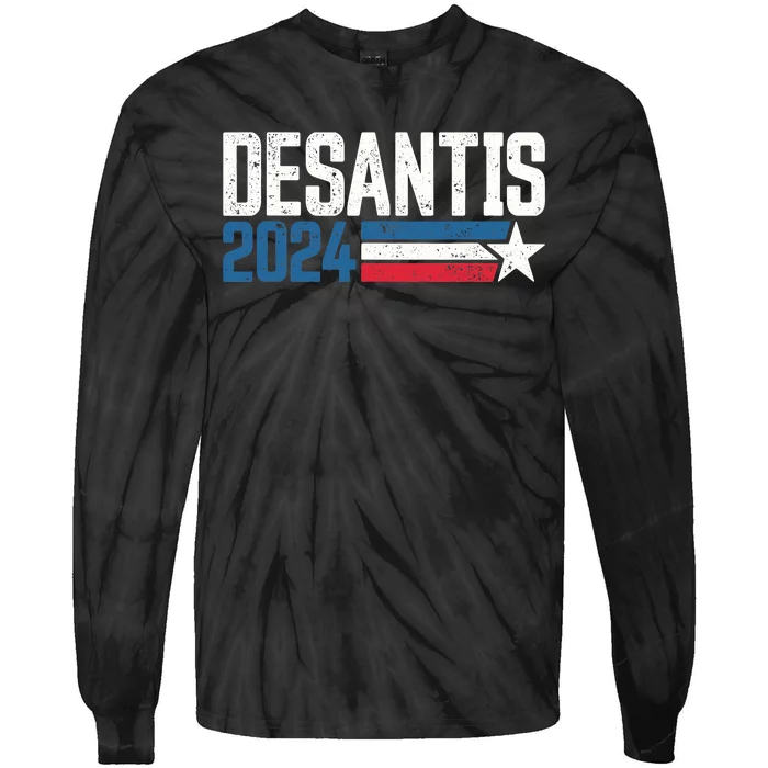 Desantis 2024 for President Vintage Distressed Desantis 2024 Tie-Dye Long Sleeve Shirt