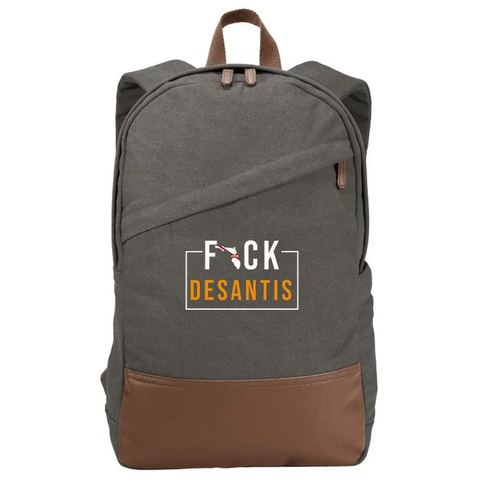 Desantis 2024 Florida Flag Anti Ron Desantis 2024 Sucks Cotton Canvas Backpack