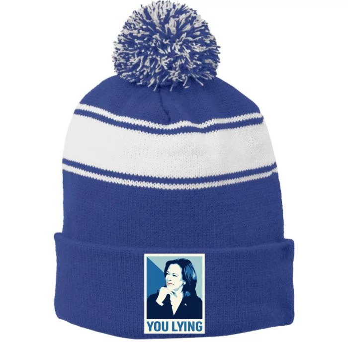 Debate 2024 I Know You Lying Stripe Pom Pom Beanie