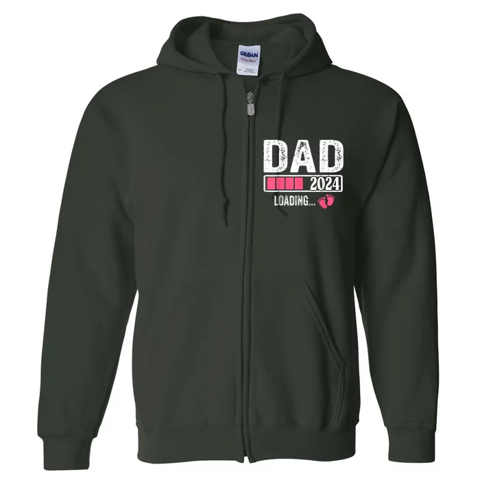 Dad 2024 Loading ItS A Girl Baby Pregnancy Announcement Full Zip Hoodie