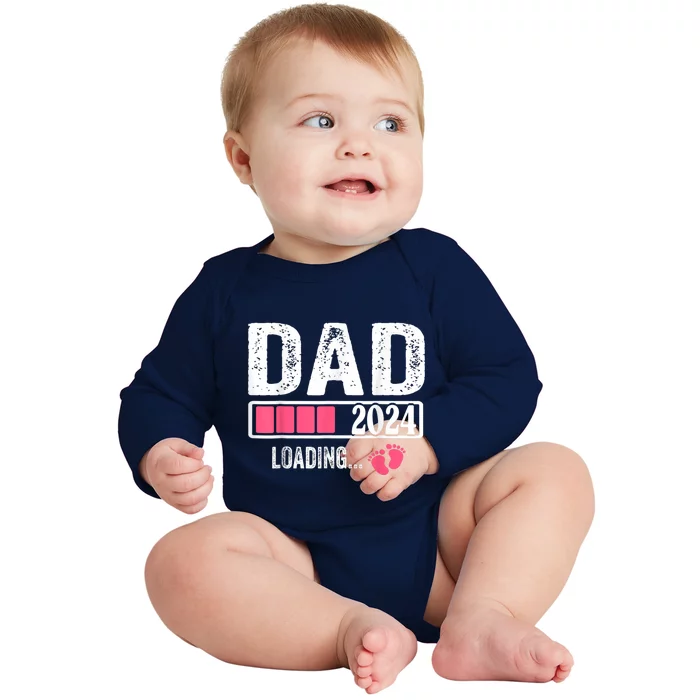 Dad 2024 Loading ItS A Girl Baby Pregnancy Announcement Baby Long Sleeve Bodysuit