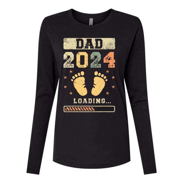 Dad 2024 Loading Fatherhood Future Dad Womens Cotton Relaxed Long Sleeve T-Shirt