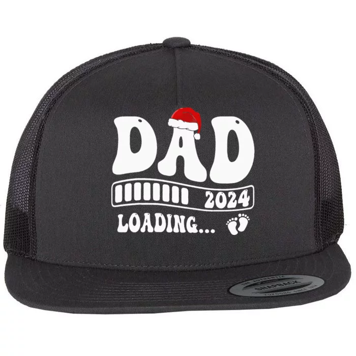 Dad 2024 loading pregnancy announcement Christmas Santa Hat Flat Bill Trucker Hat