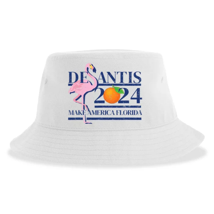 DeSantis 2024 Make America Florida Flamingo Election Gift Sustainable Bucket Hat