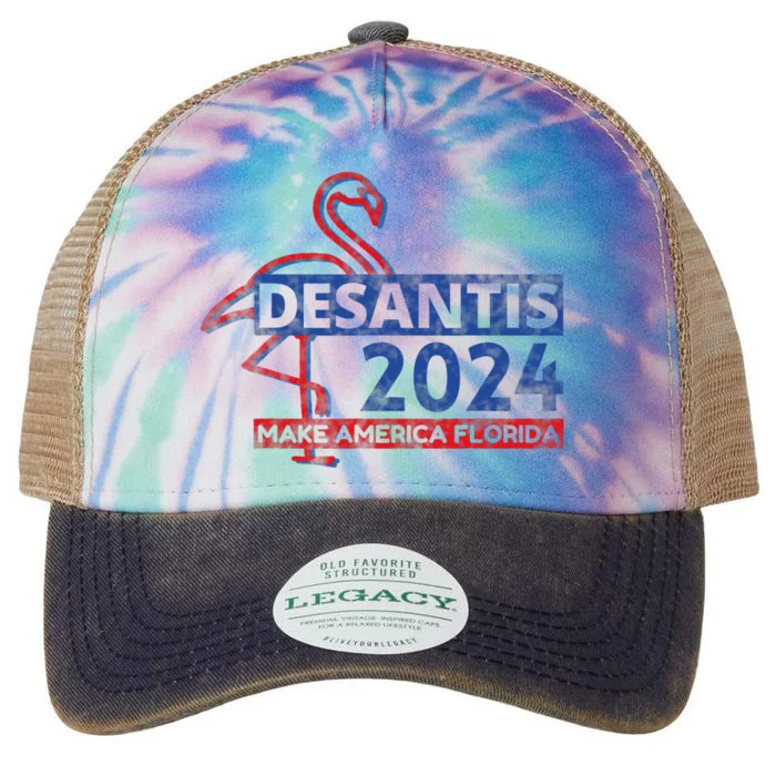 DESANTIS 2024, Make America Florida, American Flamingo Legacy Tie Dye Trucker Hat