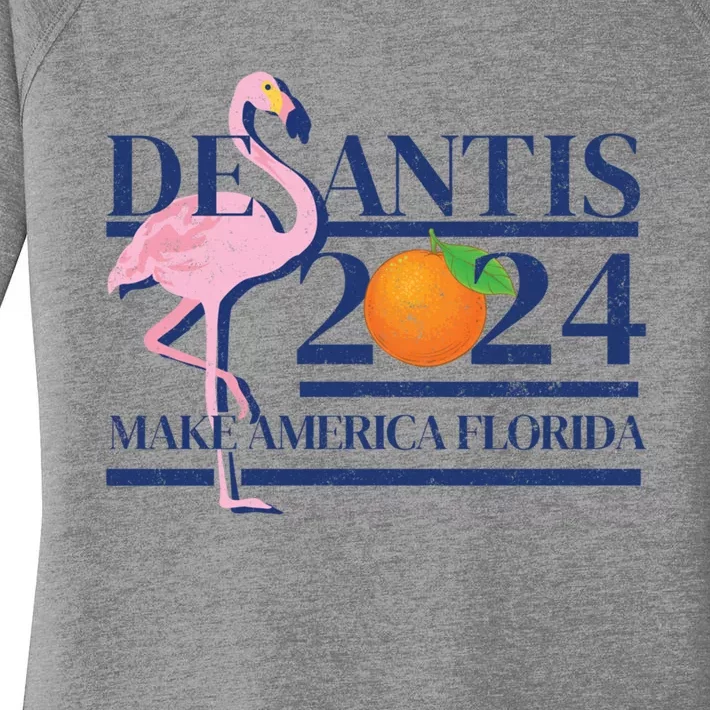 Desantis 2024 Make America Florida Flamingo Election Cute Gift Women's Perfect Tri Tunic Long Sleeve Shirt