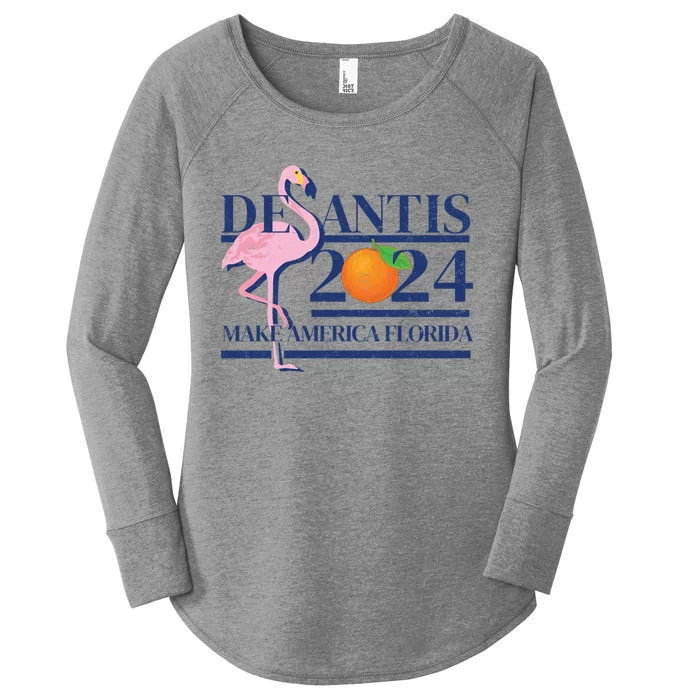 Desantis 2024 Make America Florida Flamingo Election Cute Gift Women's Perfect Tri Tunic Long Sleeve Shirt