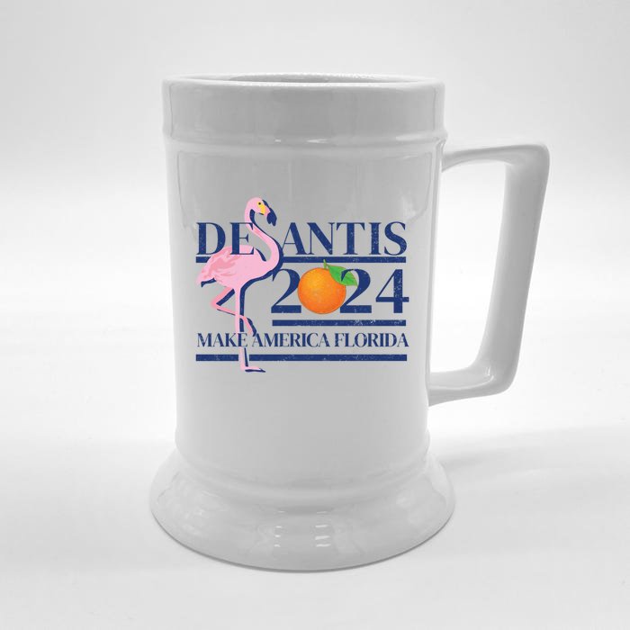 Desantis 2024 Make America Florida Flamingo Election Cute Gift Front & Back Beer Stein