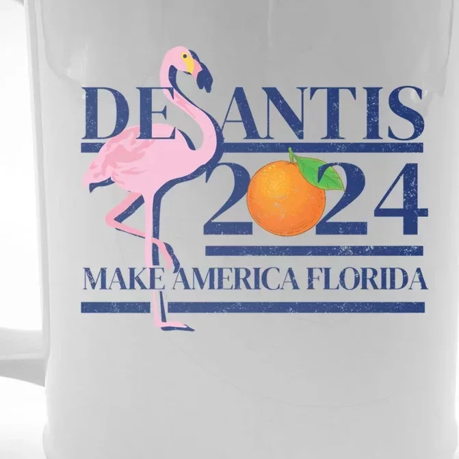 Desantis 2024 Make America Florida Flamingo Election Cute Gift Front & Back Beer Stein