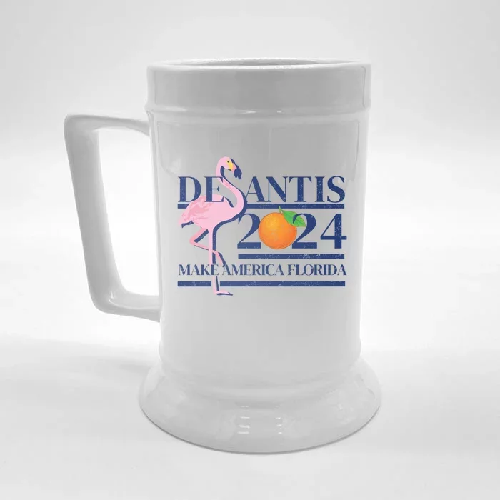 Desantis 2024 Make America Florida Flamingo Election Cute Gift Front & Back Beer Stein