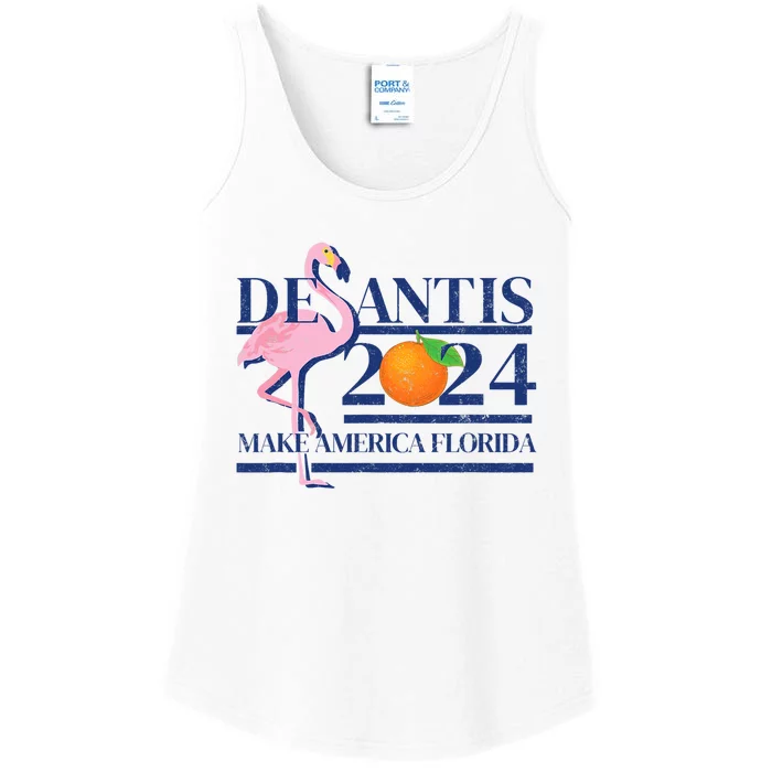 DeSantis 2024 Make America Florida Flamingo Election Ladies Essential Tank