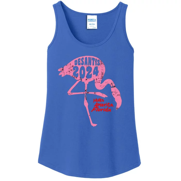 DeSantis 2024 Make America Florida Flamingo Election Ladies Essential Tank