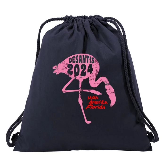 DeSantis 2024 Make America Florida Flamingo Election Drawstring Bag